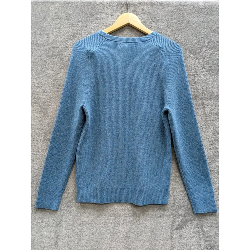 Classic Ribbed Crewneck Sweater Mens Medium Blue Supima Cotton Banana Republic